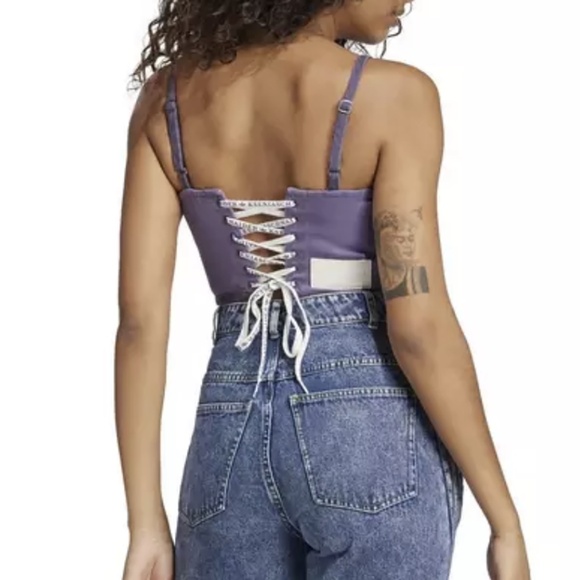 adidas Originals Ksenia Schnaider Denim Corset Purple Size 2 - Picture 4 of 16
